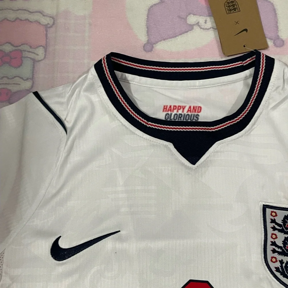 Nike White and Red England #9 Football Jersey